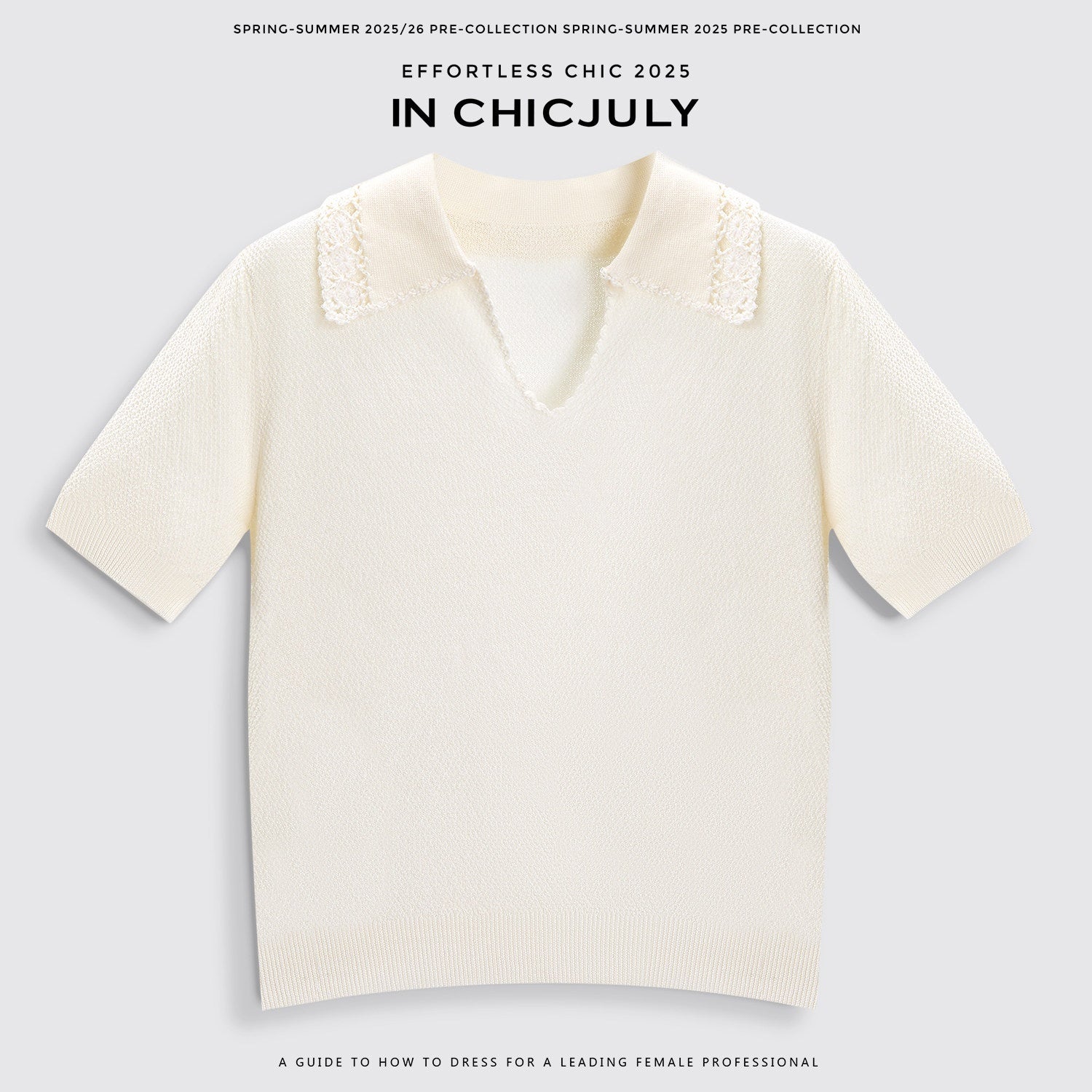 chicjuly Embroidered Floral Crochet Collar Knit Women's Wool Linen Short Sleeve T-shirts 931867664545