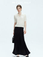 chicjuly Embroidered Floral Crochet Collar Knit Women's Wool Linen Short Sleeve T-shirts