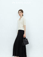 chicjuly Embroidered Floral Crochet Collar Knit Women's Wool Linen Short Sleeve T-shirts