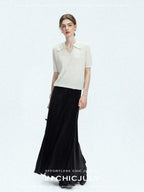 chicjuly Embroidered Floral Crochet Collar Knit Women's Wool Linen Short Sleeve T-shirts