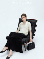 chicjuly Embroidered Floral Crochet Collar Knit Women's Wool Linen Short Sleeve T-shirts