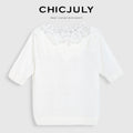 chicjuly Ethereal Water Soluble Lace Knit Women's Pure Wool Short Sleeve T-shirts 917158554892