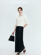 chicjuly Ethereal Water Soluble Lace Knit Women's Pure Wool Short Sleeve T-shirts