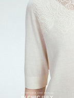 chicjuly Ethereal Water Soluble Lace Knit Women's Pure Wool Short Sleeve T-shirts