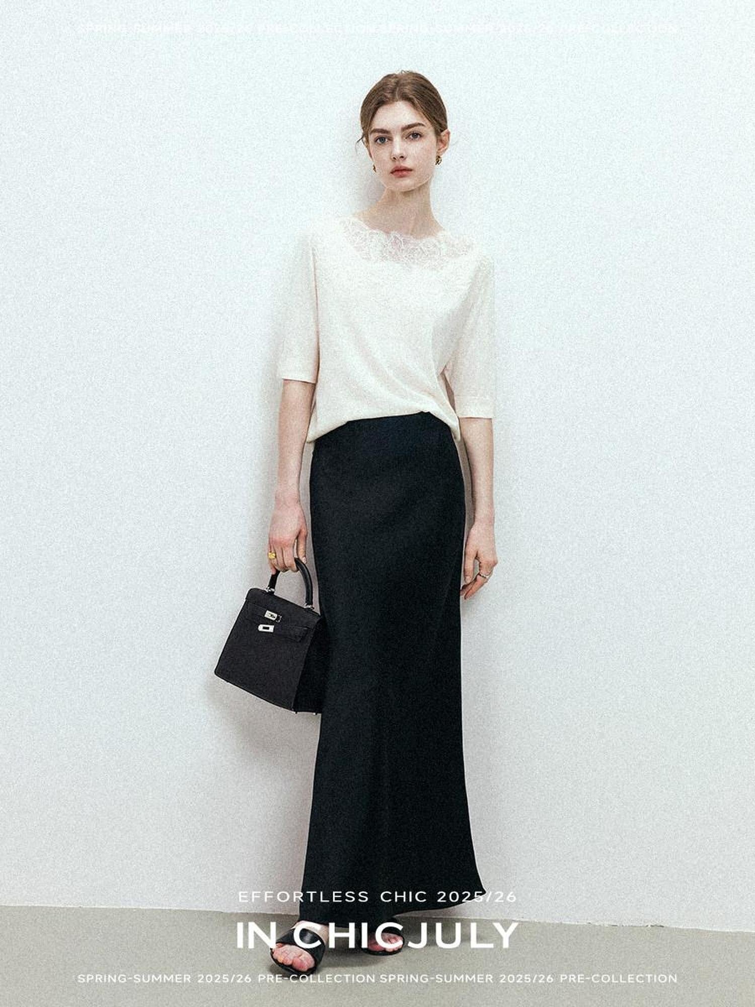 chicjuly Ethereal Water Soluble Lace Knit Women's Pure Wool Short Sleeve T-shirts