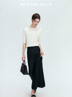 chicjuly Ethereal Water Soluble Lace Knit Women's Pure Wool Short Sleeve T-shirts