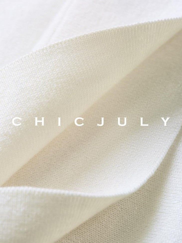 chicjuly Ethereal Water Soluble Lace Knit Women's Pure Wool Short Sleeve T-shirts