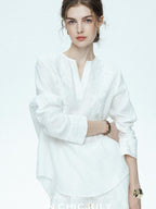 chicjuly French Embroidered Applique Lace Cutout V-neck Women's Linen Top & Shorts Sets