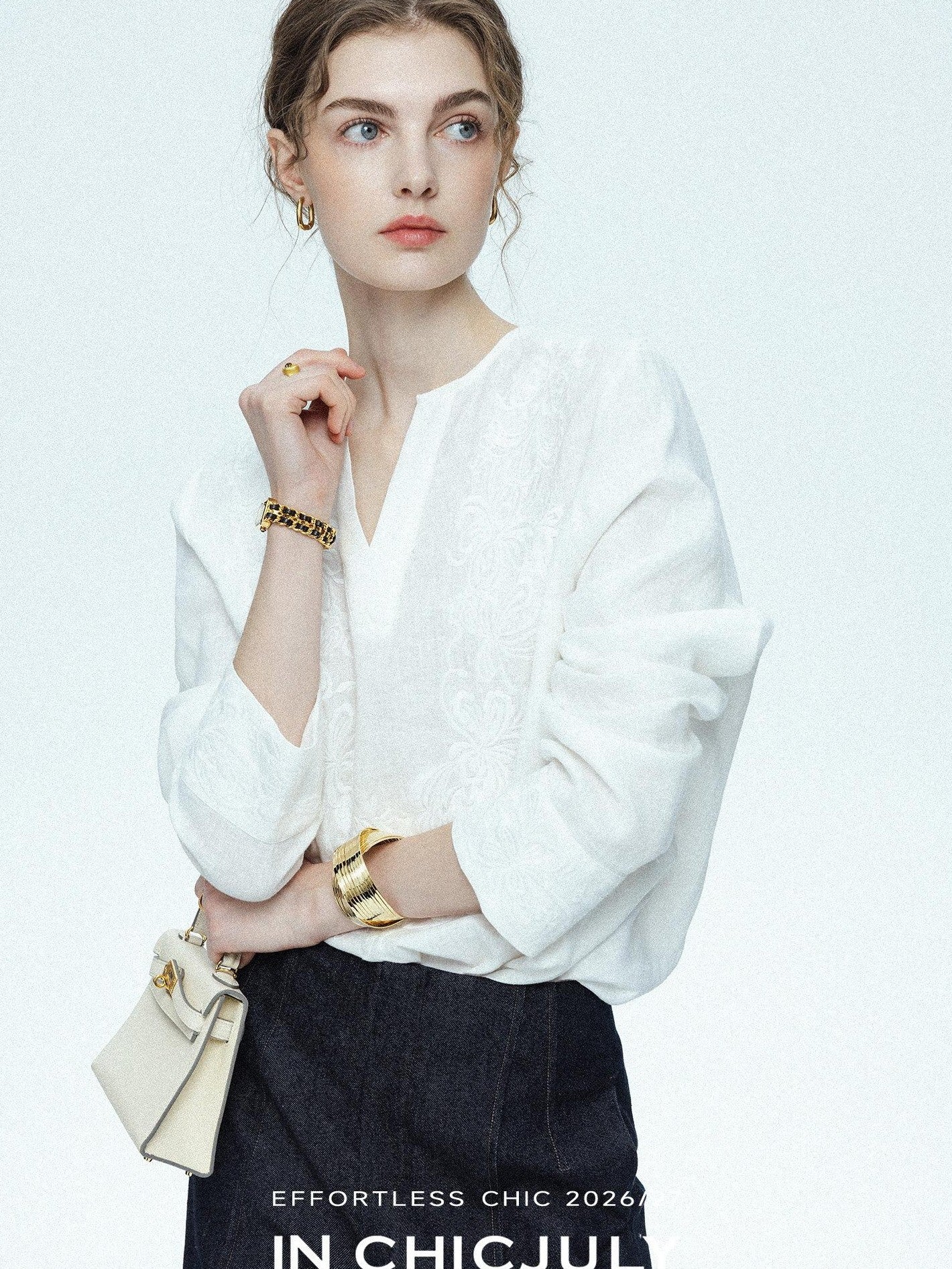 chicjuly French Embroidered Applique Lace Cutout V-neck Women's Linen Top & Shorts Sets