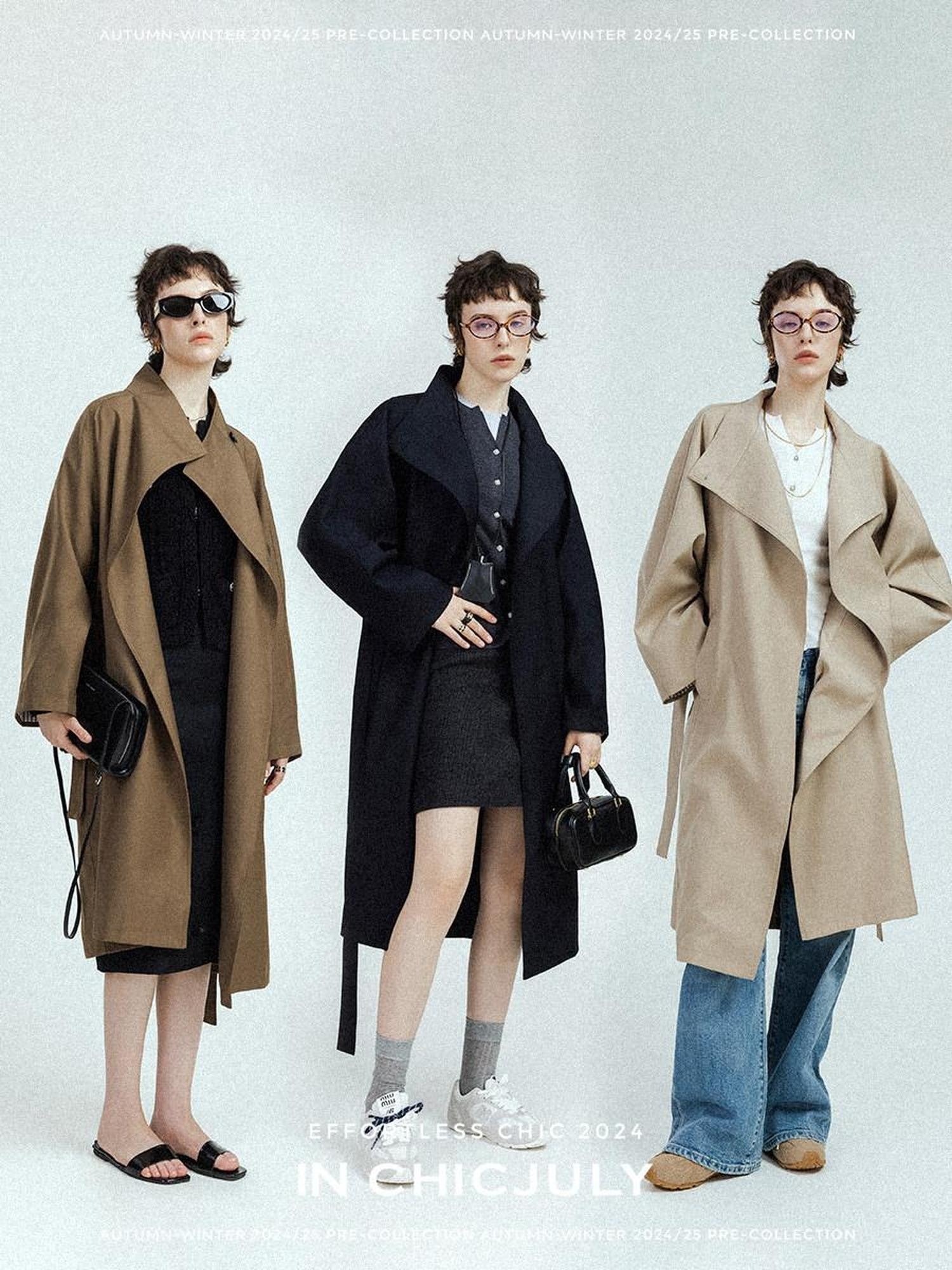 chicjuly French Minimal Armor Inspired Waterproof Women's Viscose Trench Coats