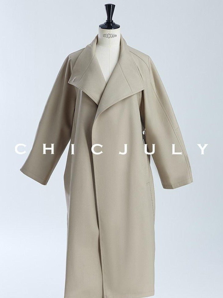 chicjuly French Minimal Armor Inspired Waterproof Women's Viscose Trench Coats