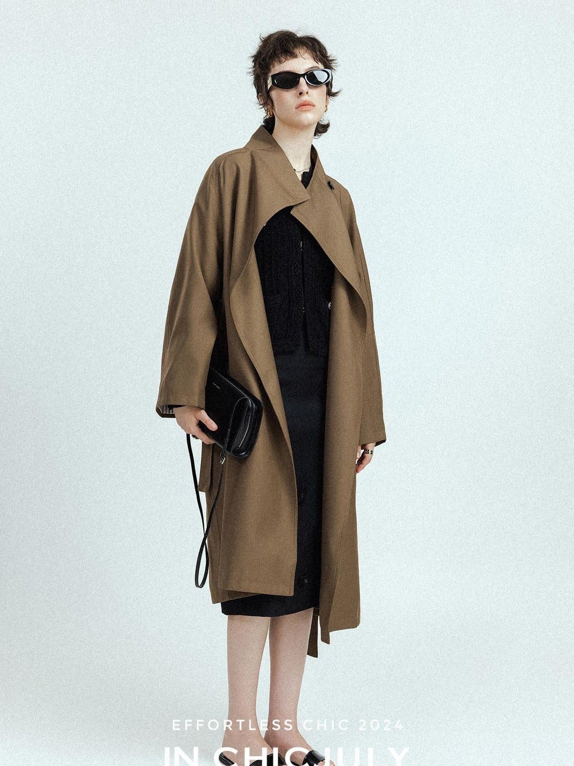chicjuly French Minimal Armor Inspired Waterproof Women's Viscose Trench Coats