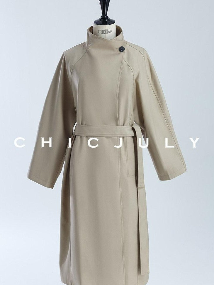 chicjuly French Minimal Armor Inspired Waterproof Women's Viscose Trench Coats
