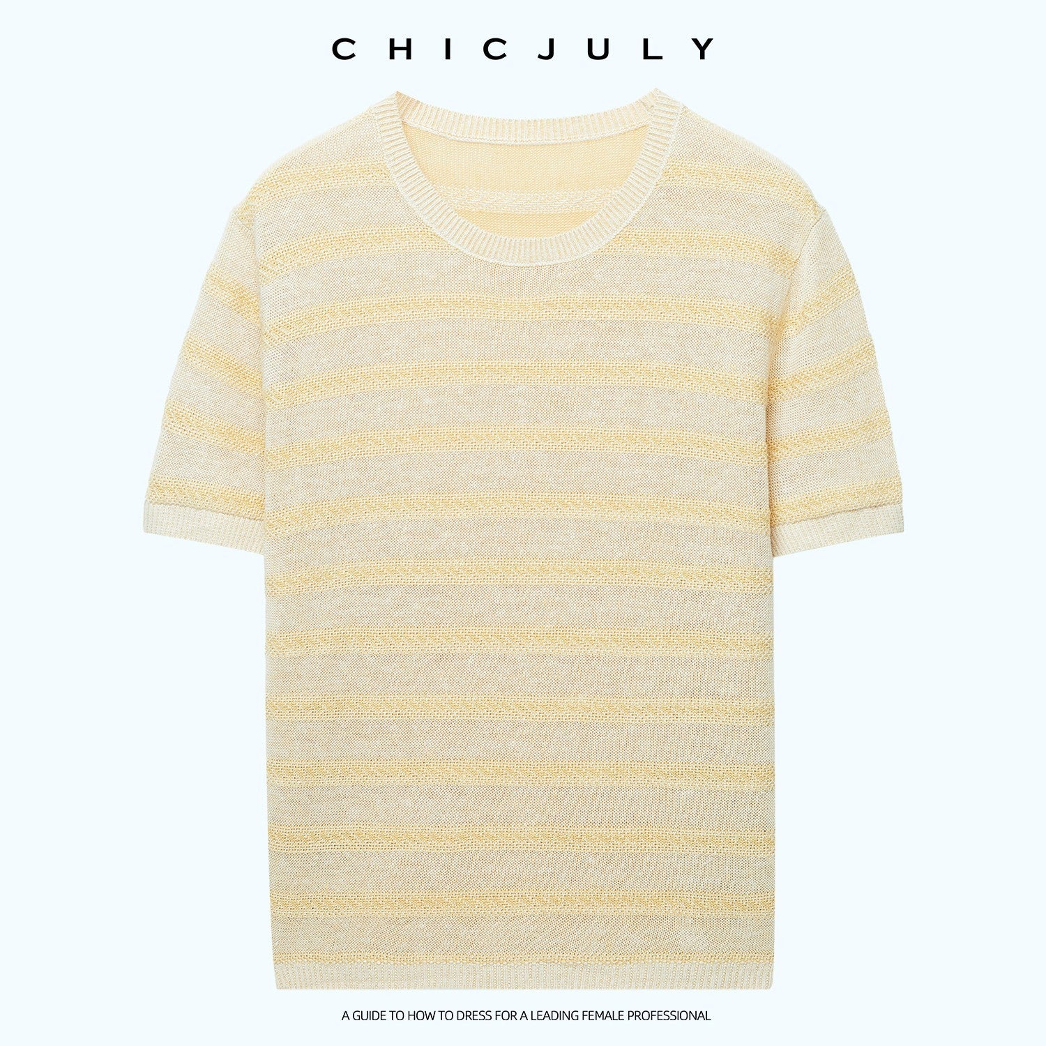 chicjuly French Relaxed Knit Striped Minimalist Women's Linen Short Sleeve T-shirts 1058111280875