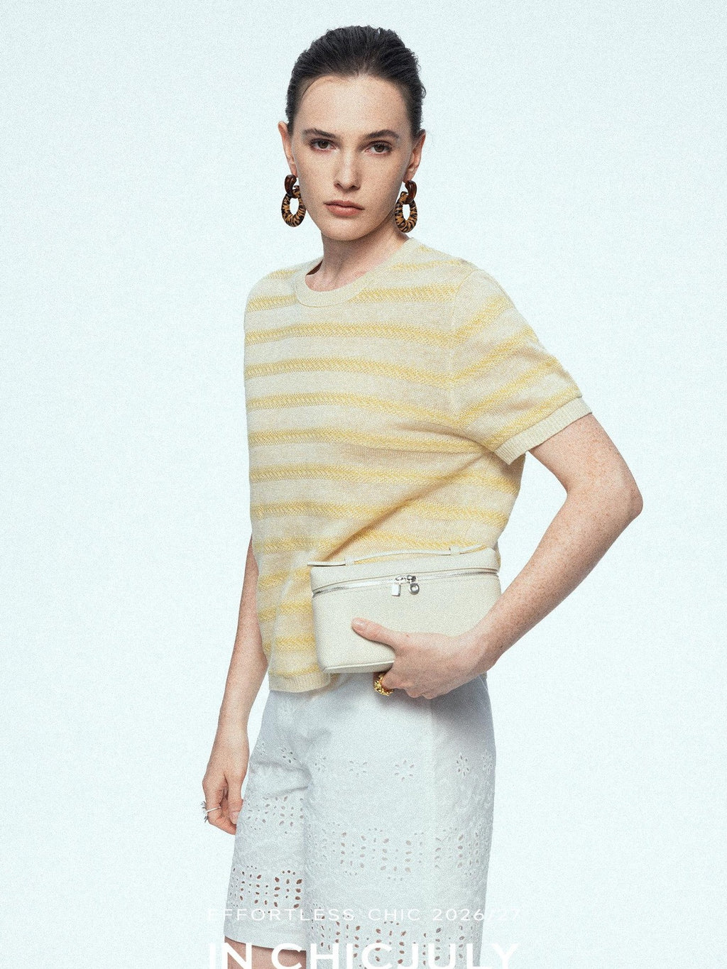chicjuly French Relaxed Knit Striped Minimalist Women's Linen Short Sleeve T-shirts