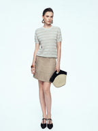 chicjuly French Relaxed Knit Striped Minimalist Women's Linen Short Sleeve T-shirts