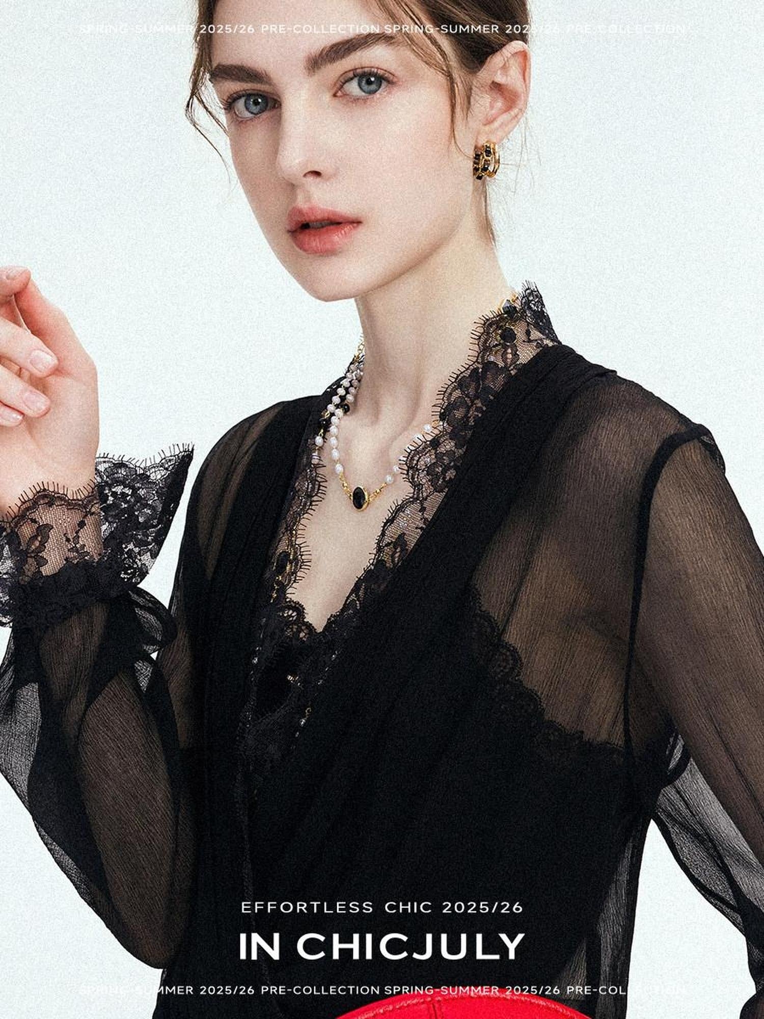 chicjuly French Romantic Lace Trim Ruffle V-neck Cardigan Short Women's Polyester Blouses
