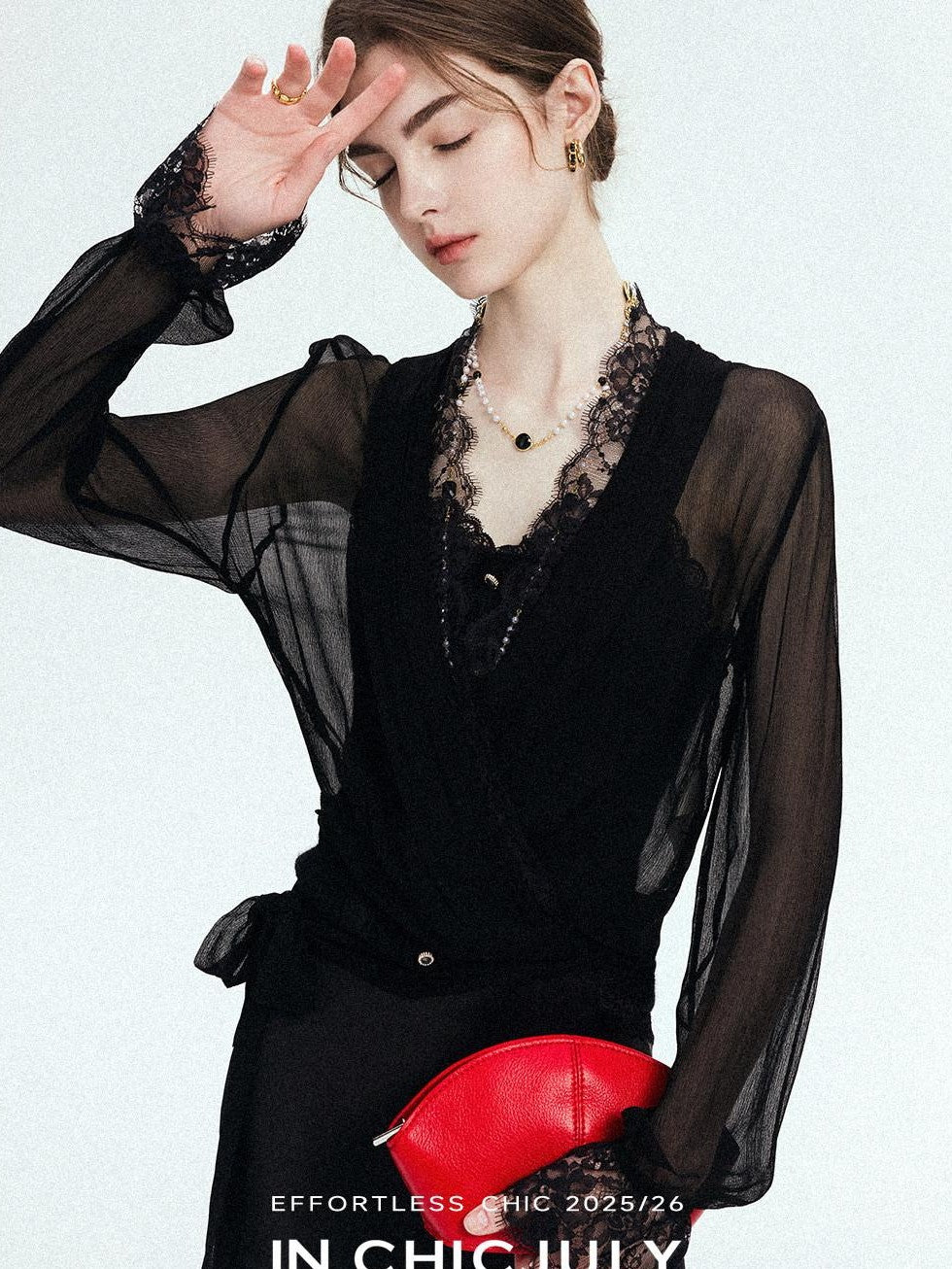 chicjuly French Romantic Lace Trim Ruffle V-neck Cardigan Short Women's Polyester Blouses