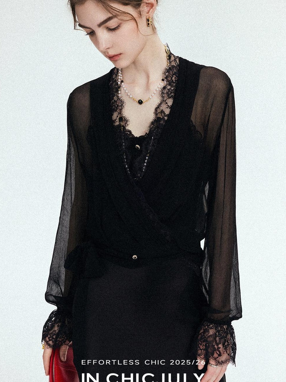 chicjuly French Romantic Lace Trim Ruffle V-neck Cardigan Short Women's Polyester Blouses