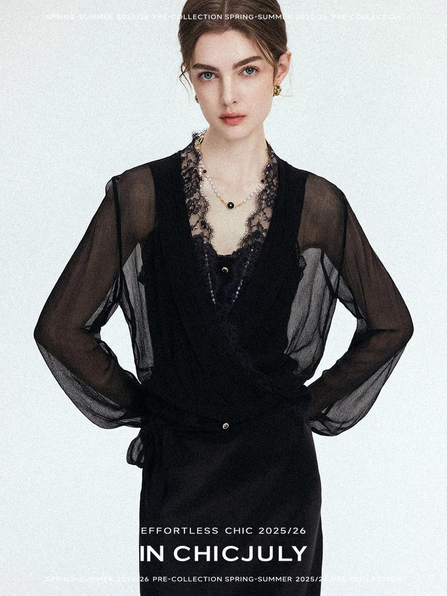 chicjuly French Romantic Lace Trim Ruffle V-neck Cardigan Short Women's Polyester Blouses