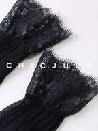 chicjuly French Romantic Lace Trim Ruffle V-neck Cardigan Short Women's Polyester Blouses