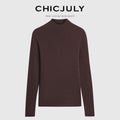 chicjuly Glitter Twin Star Minimal High Neck Women's Wool Long Sleeve T-shirts 871417374696