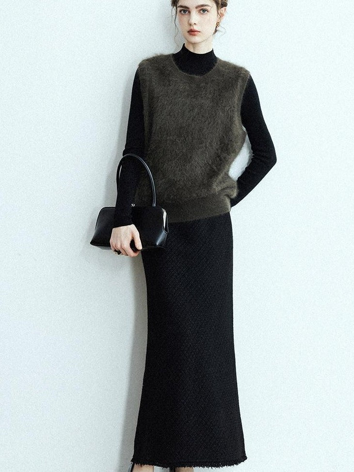 chicjuly Glitter Twin Star Minimal High Neck Women's Wool Long Sleeve T-shirts