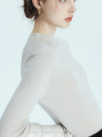 chicjuly Glitter Twin Star Minimal High Neck Women's Wool Long Sleeve T-shirts