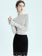 chicjuly Glitter Twin Star Minimal High Neck Women's Wool Long Sleeve T-shirts