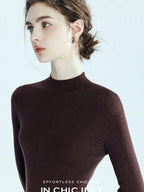 chicjuly Glitter Twin Star Minimal High Neck Women's Wool Long Sleeve T-shirts