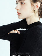 chicjuly Glitter Twin Star Minimal High Neck Women's Wool Long Sleeve T-shirts