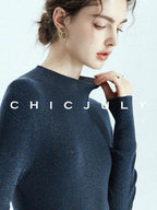 chicjuly Glitter Twin Star Minimal High Neck Women's Wool Long Sleeve T-shirts