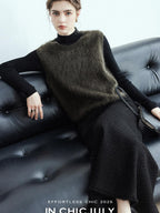 chicjuly Glitter Twin Star Minimal High Neck Women's Wool Long Sleeve T-shirts