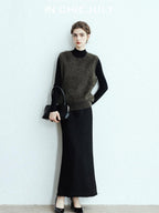 chicjuly Glitter Twin Star Minimal High Neck Women's Wool Long Sleeve T-shirts