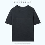 chicjuly Handcrafted Beaded Cable Knit Women's Mulberry Silk Wool Short Sleeve T-shirts 1038194601127