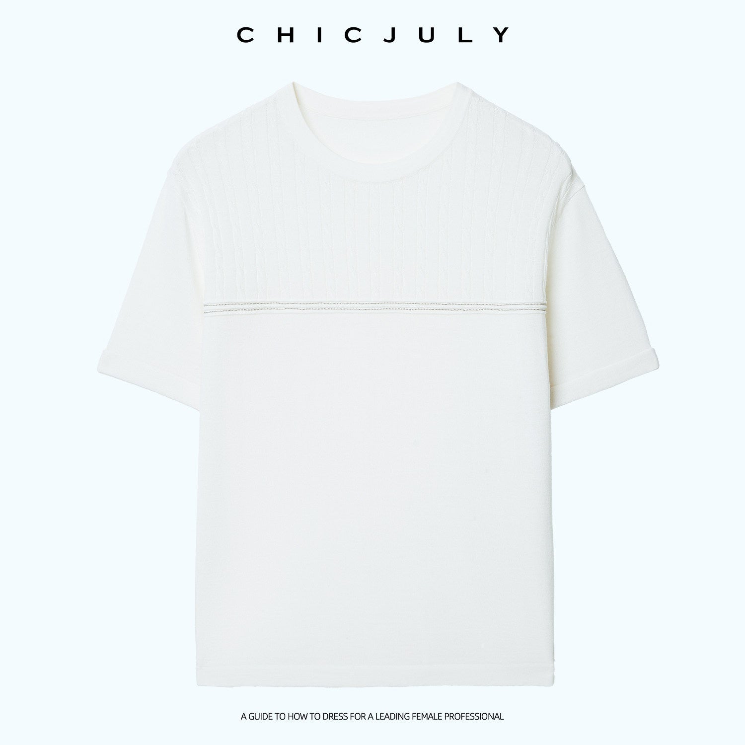 chicjuly Handcrafted Beaded Cable Knit Women's Mulberry Silk Wool Short Sleeve T-shirts 1038194601127