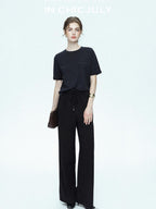 chicjuly Handcrafted Beaded Cable Knit Women's Mulberry Silk Wool Short Sleeve T-shirts