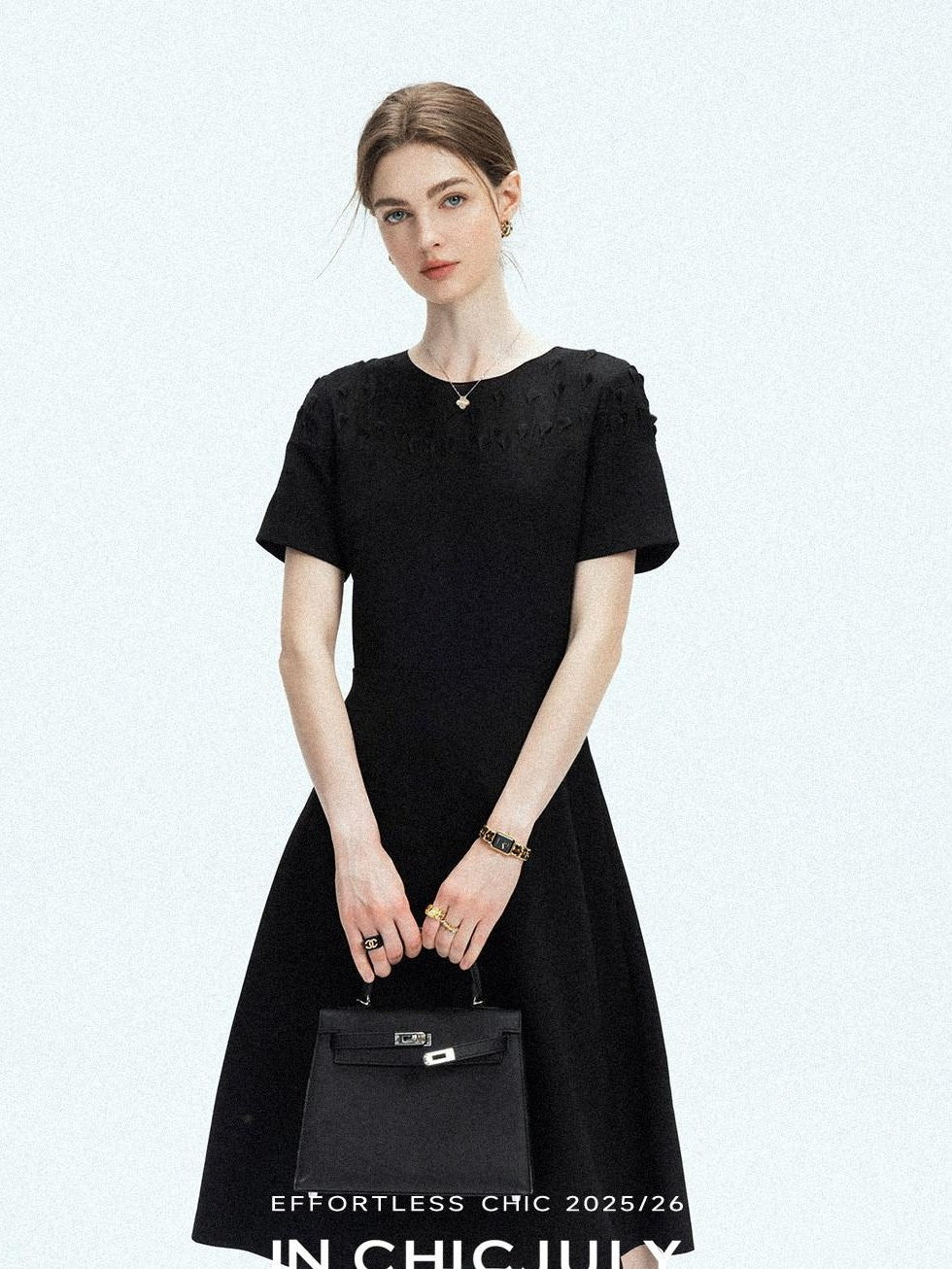 chicjuly Handmade Iris Embroidery Structured Tailoring Women's Acetate Midi Dresses