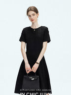 chicjuly Handmade Iris Embroidery Structured Tailoring Women's Acetate Midi Dresses