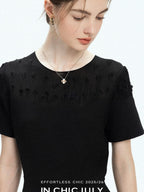 chicjuly Handmade Iris Embroidery Structured Tailoring Women's Acetate Midi Dresses