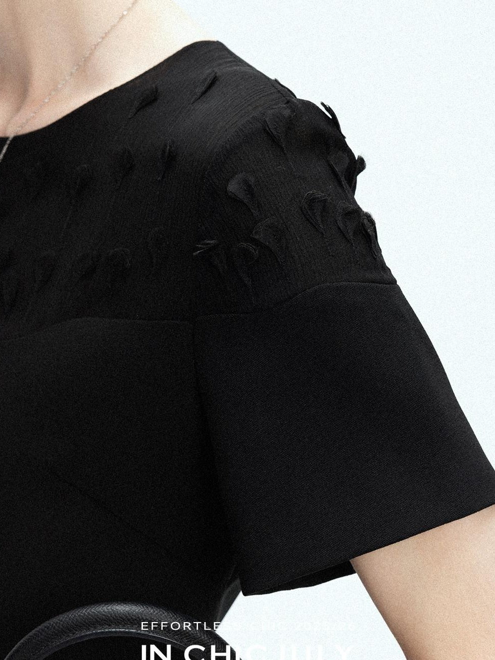 chicjuly Handmade Iris Embroidery Structured Tailoring Women's Acetate Midi Dresses