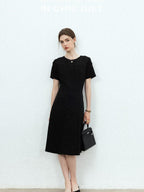 chicjuly Handmade Iris Embroidery Structured Tailoring Women's Acetate Midi Dresses
