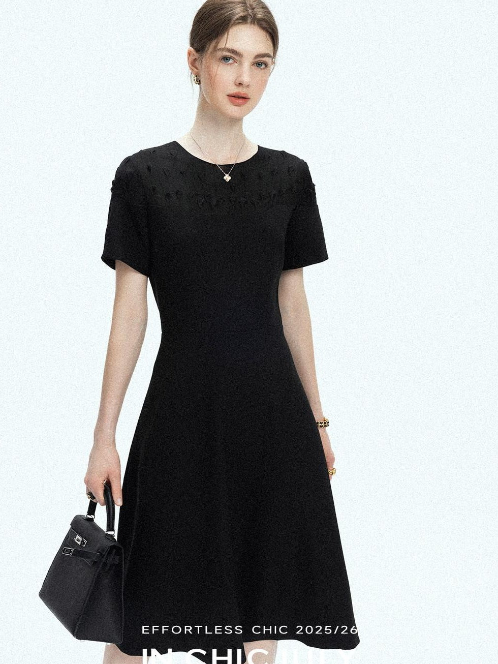 chicjuly Handmade Iris Embroidery Structured Tailoring Women's Acetate Midi Dresses