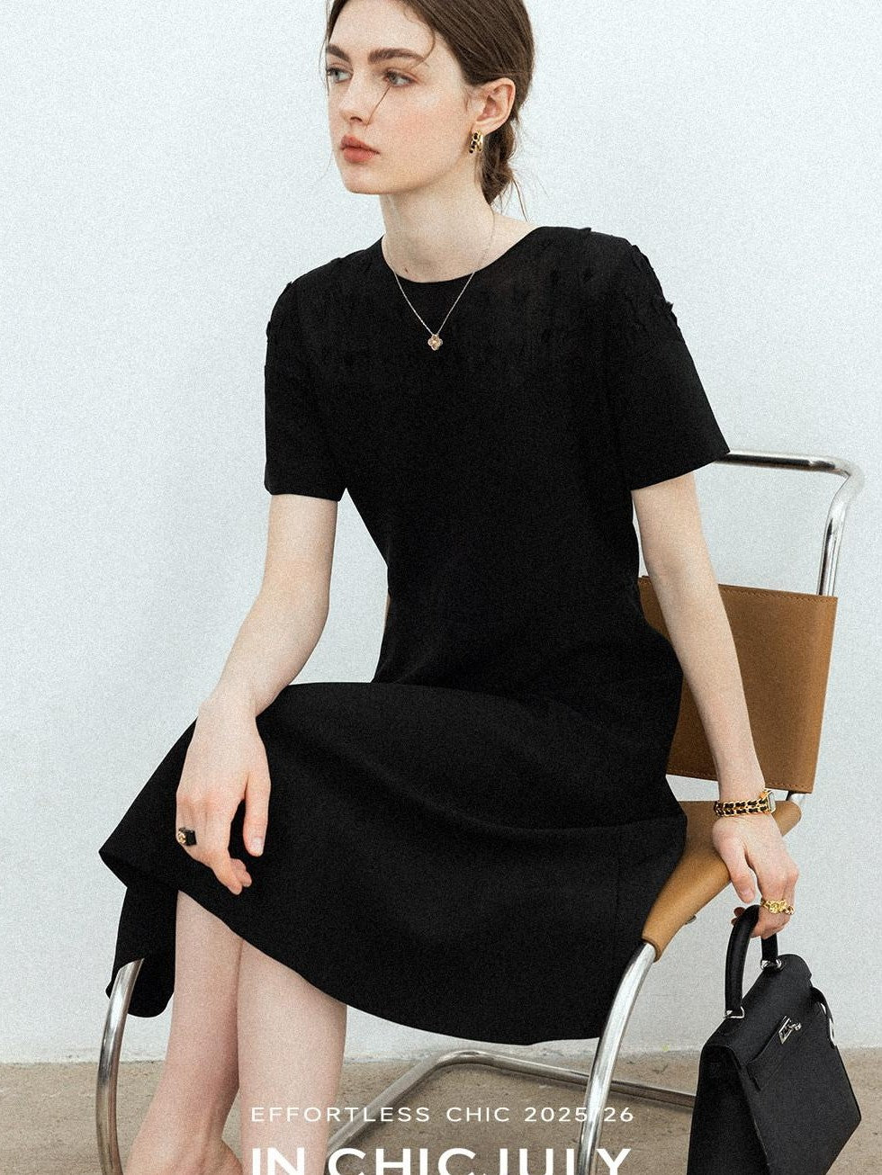 chicjuly Handmade Iris Embroidery Structured Tailoring Women's Acetate Midi Dresses