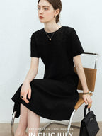 chicjuly Handmade Iris Embroidery Structured Tailoring Women's Acetate Midi Dresses