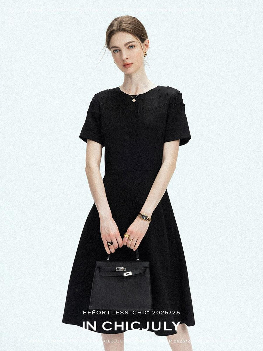 chicjuly Handmade Iris Embroidery Structured Tailoring Women's Acetate Midi Dresses
