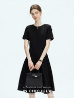 chicjuly Handmade Iris Embroidery Structured Tailoring Women's Acetate Midi Dresses