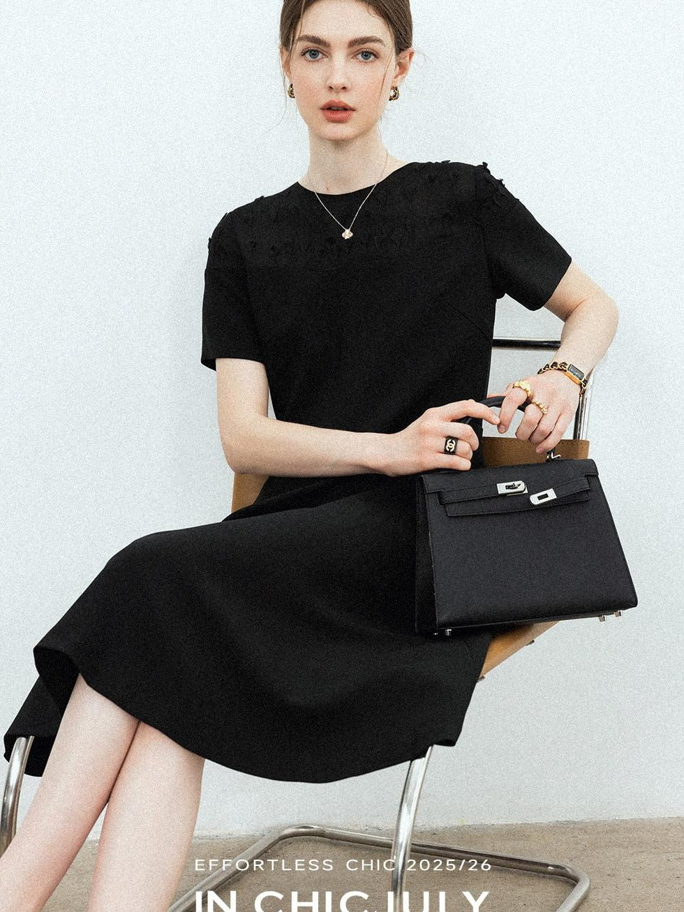chicjuly Handmade Iris Embroidery Structured Tailoring Women's Acetate Midi Dresses