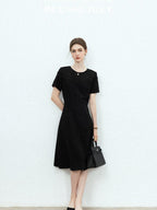 chicjuly Handmade Iris Embroidery Structured Tailoring Women's Acetate Midi Dresses