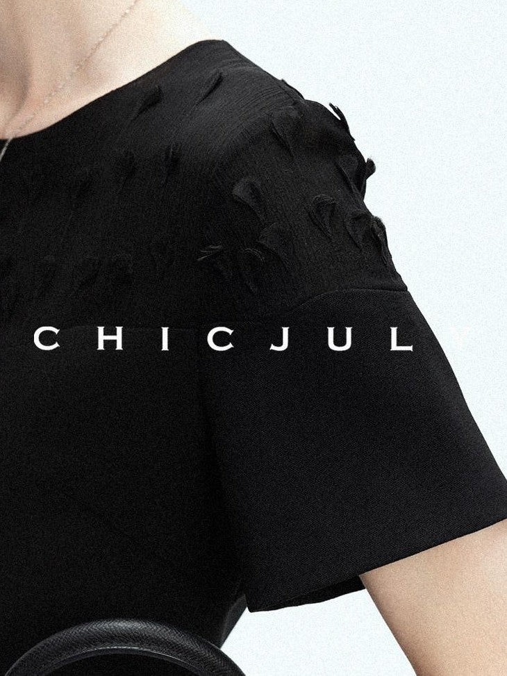 chicjuly Handmade Iris Embroidery Structured Tailoring Women's Acetate Midi Dresses